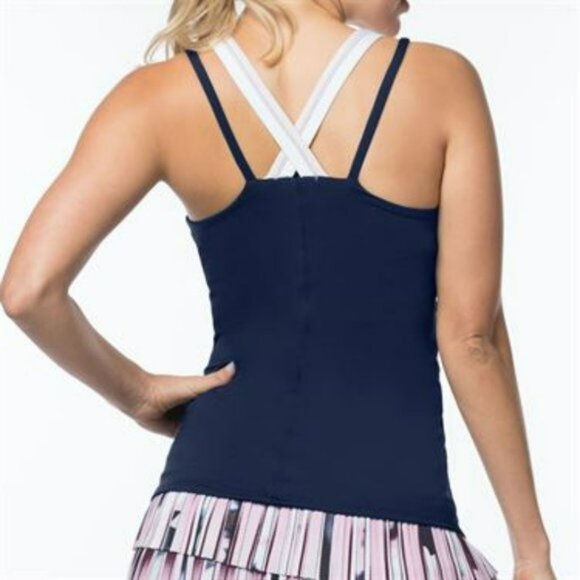 Nwot Lucky In Love Tank Top w/ Bra Navy Blue S Small - Picture 4 of 7